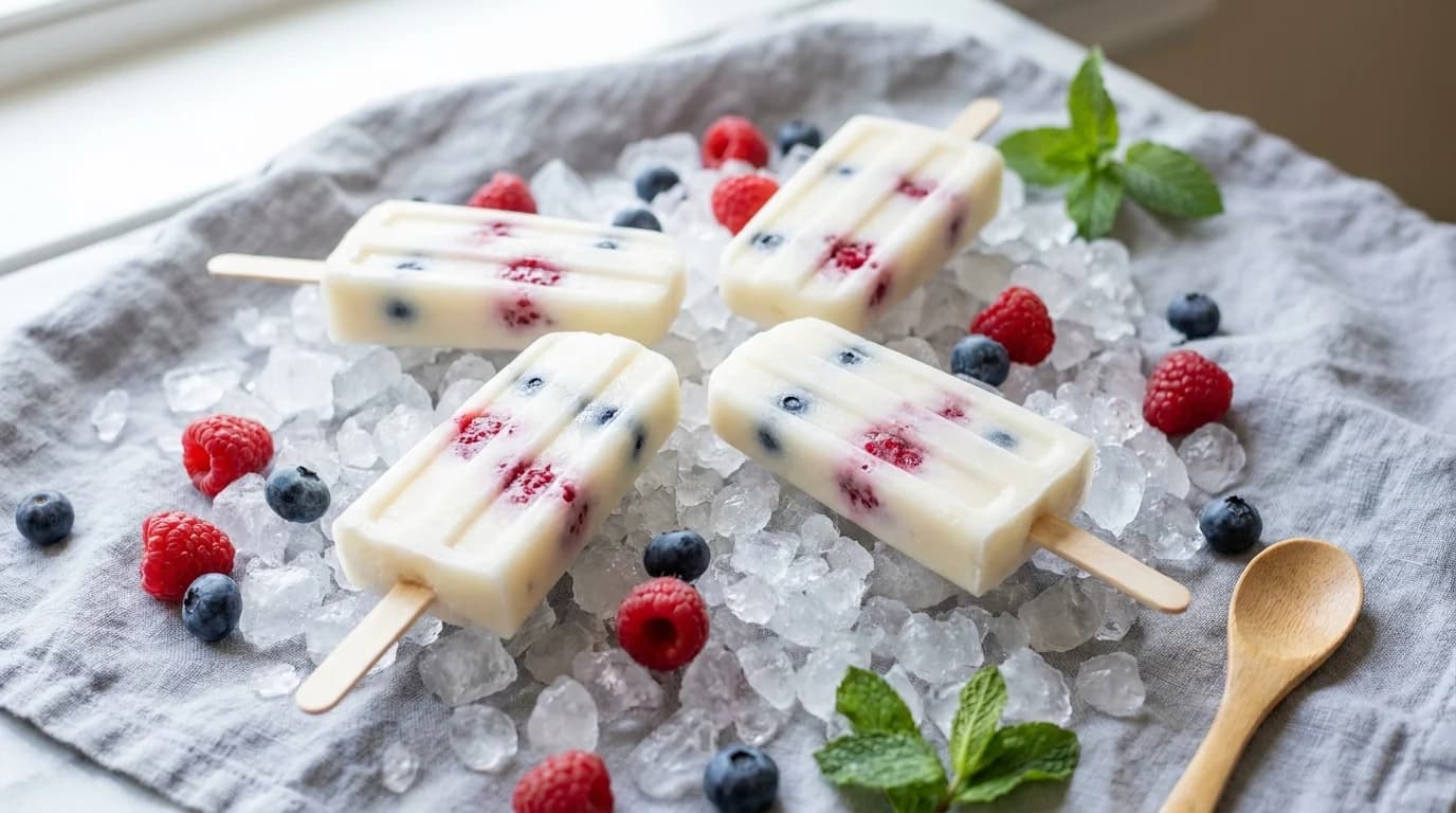 Vanille-Beeren-Eis am Stiel