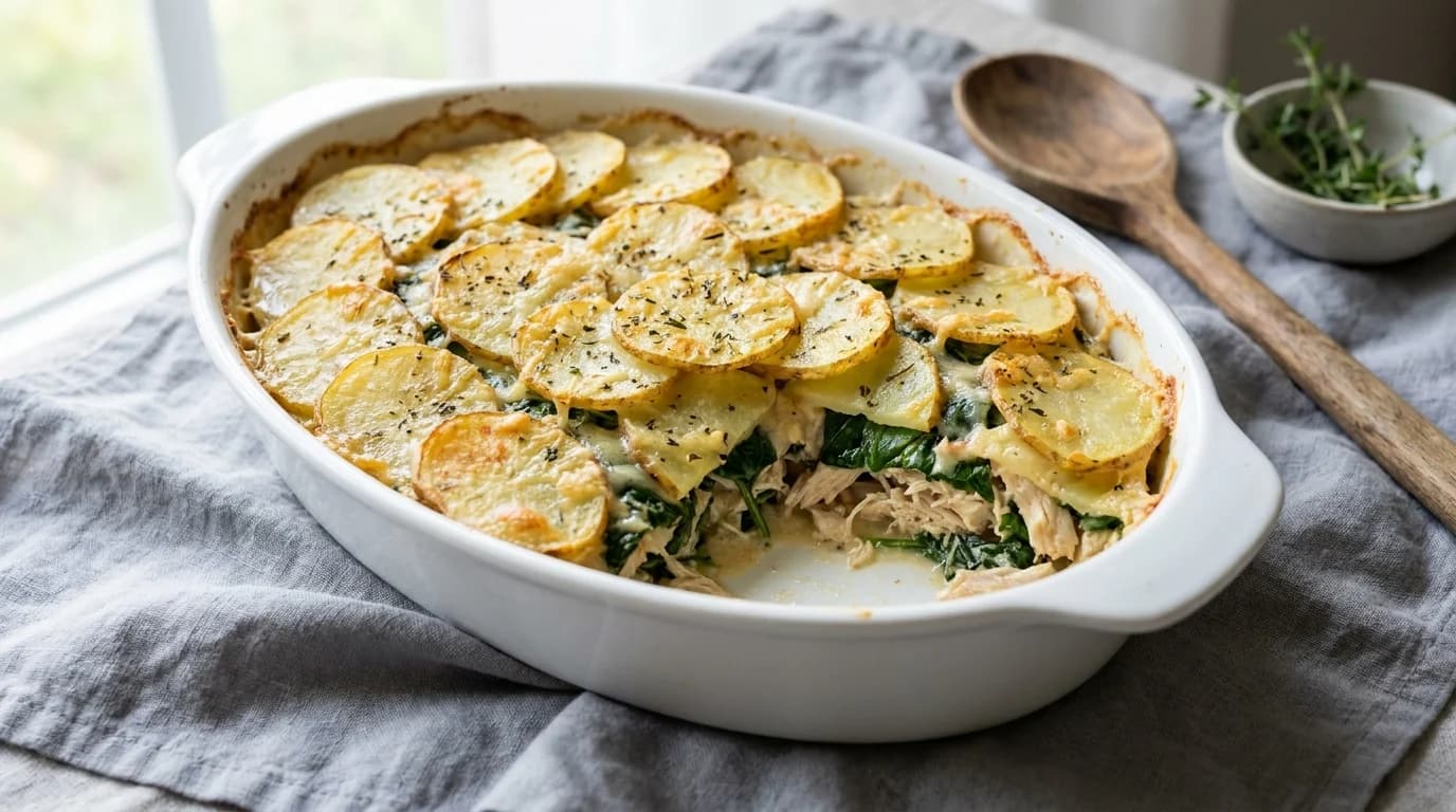 Hähnchen-Spinat-Gratin