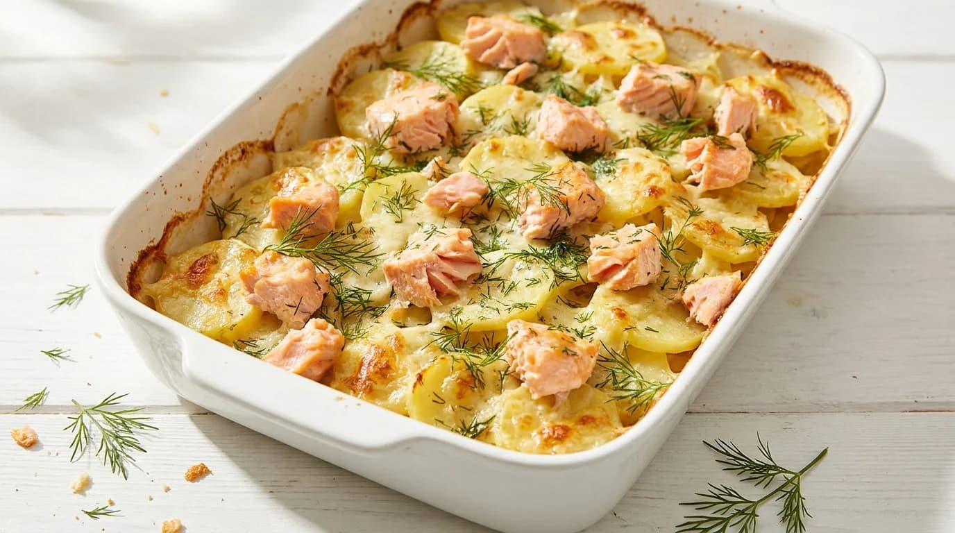 Lachs-Kartoffel-Gratin light