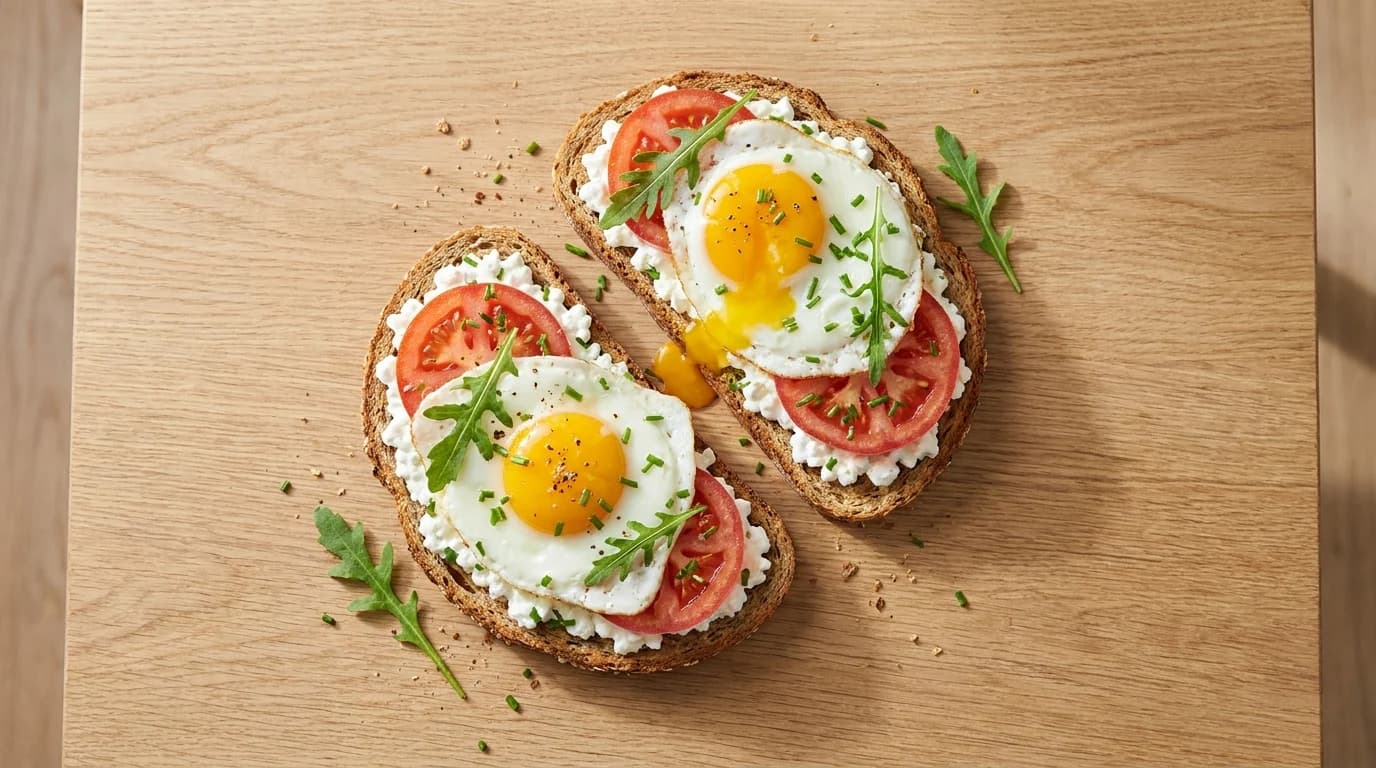Hüttenkäse-Toast mit Ei