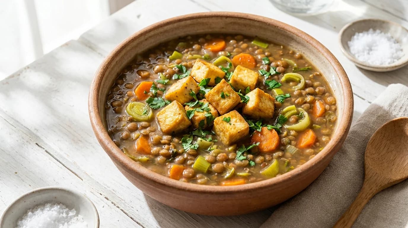 Linsensuppe mit Räuchertofu