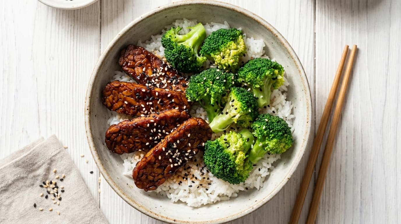 Tempeh-Teriyaki mit Brokkoli