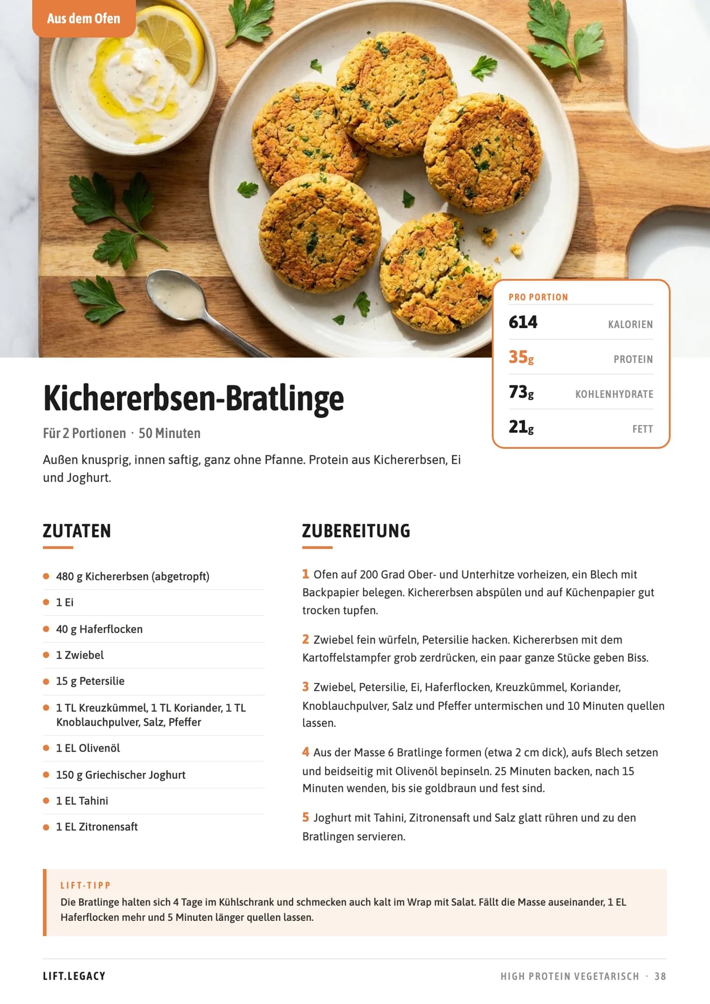 Rezeptseite: Kichererbsen-Bratlinge