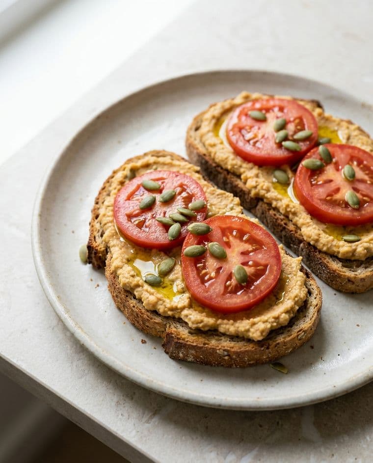 Kichererbsen-Aufstrich auf Vollkornbrot