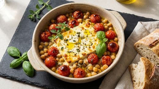 Ofen-Feta mit Tomaten & Kichererbsen