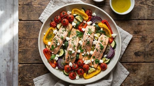Ofen-Lachs mit mediterranem Gemüse