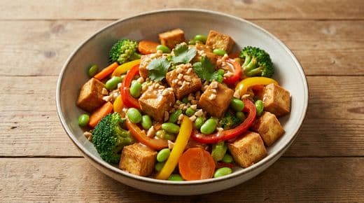 Tofu-Gemüse-Pfanne mit Erdnusssauce