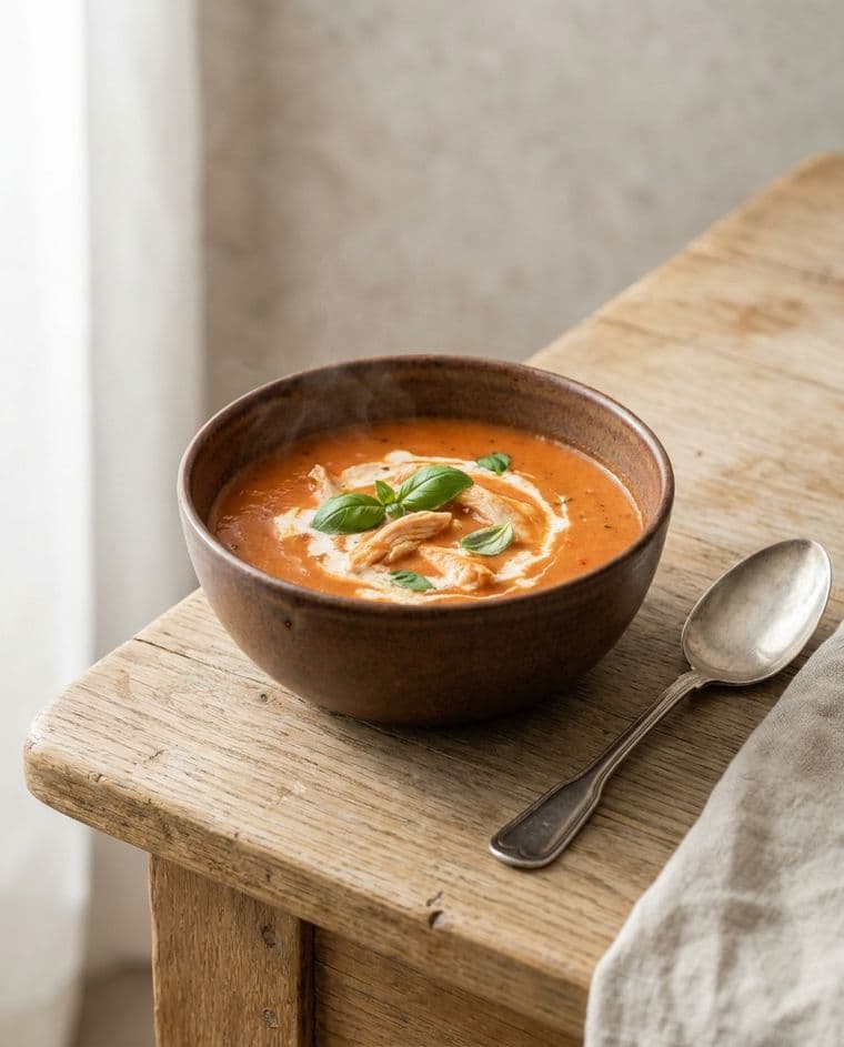 Cremige Tomaten-Hähnchen-Suppe